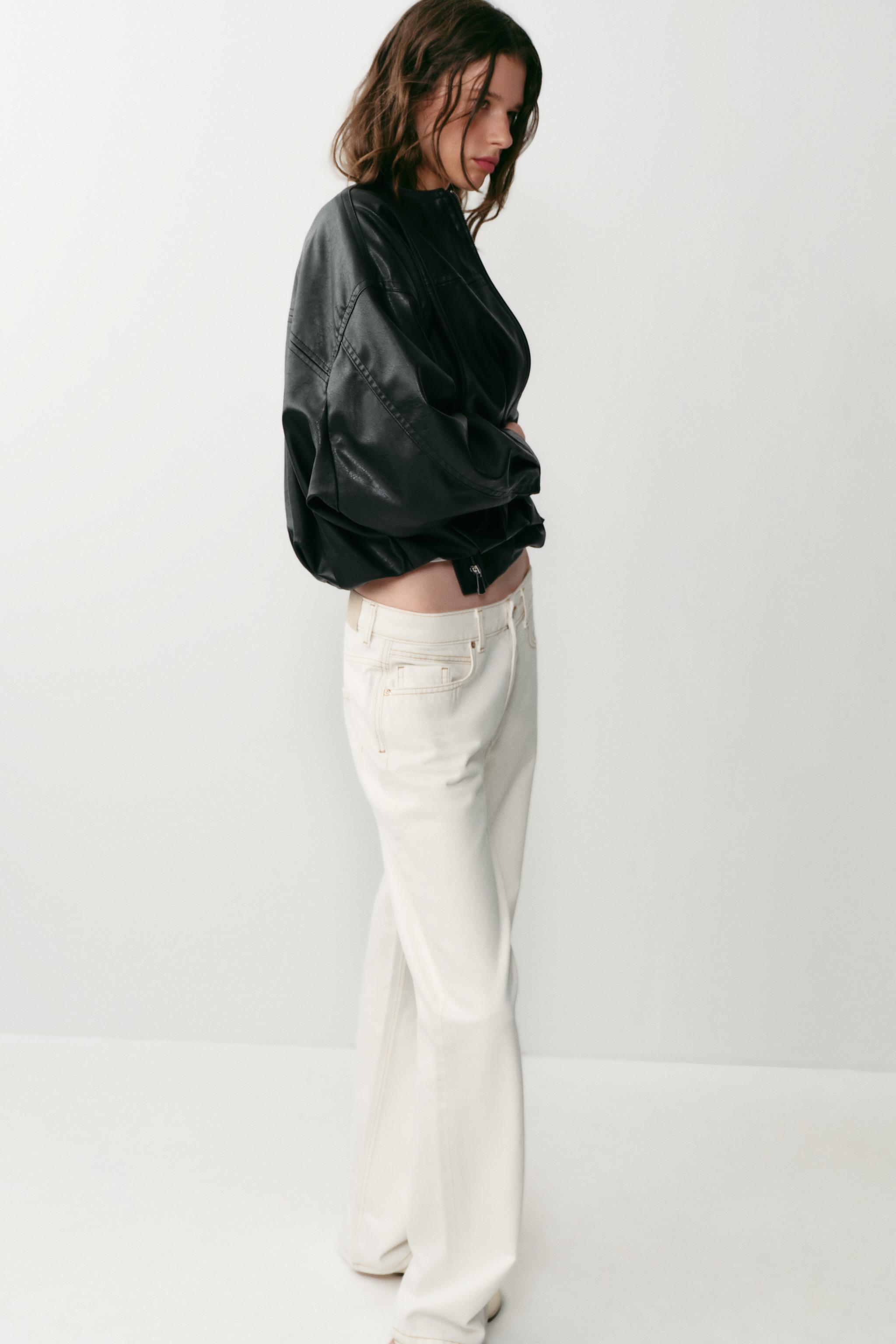 FAUX LEATHER BALLOON BOMBER JACKET